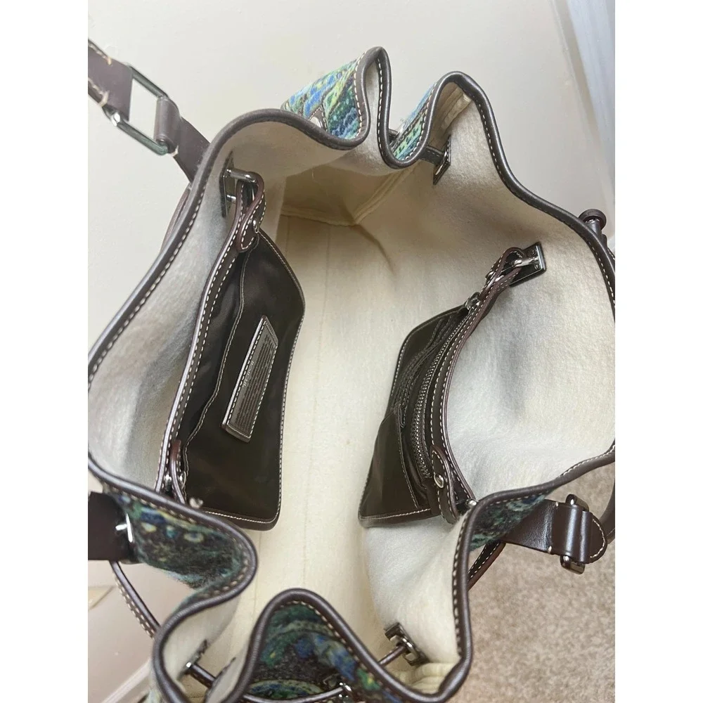 TUMI Chatham Paisley Wool Tote Bag Blue Green Boho Travel Shoulder Purse